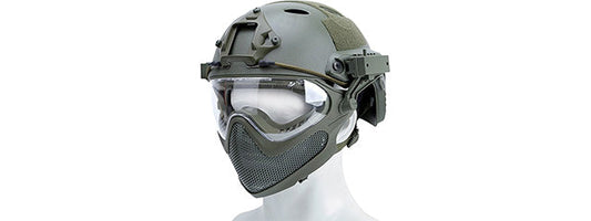 G-Force Pilot Full Face Helmet w/ Steel Mesh Face Guard