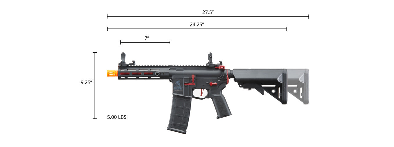 Lancer Tactical Gen 2 Hellion M-LOK 7" Airsoft M4 AEG (Color: Black & Red)(Battery and Charger Included)